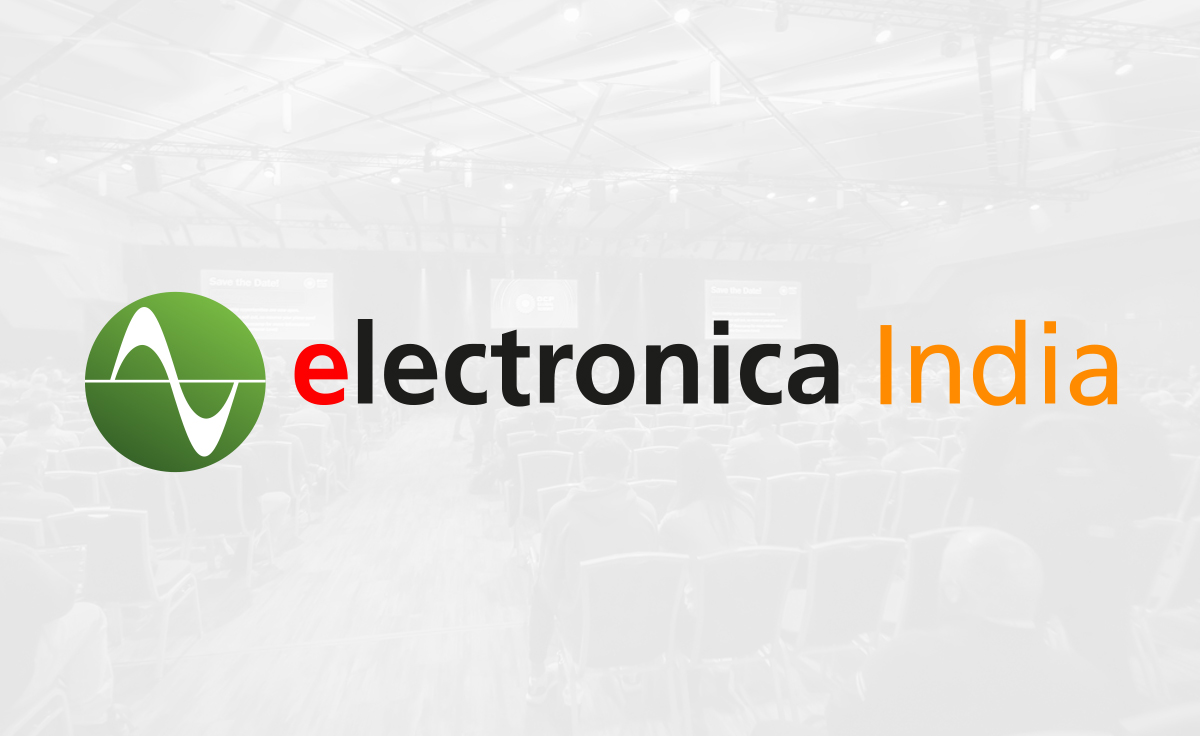 electronica India logo overlayed on a gray opaque background of an event conference