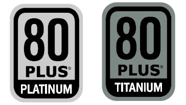 Figure 2. 80-PLUS Platinum and Titanium performance level badges.