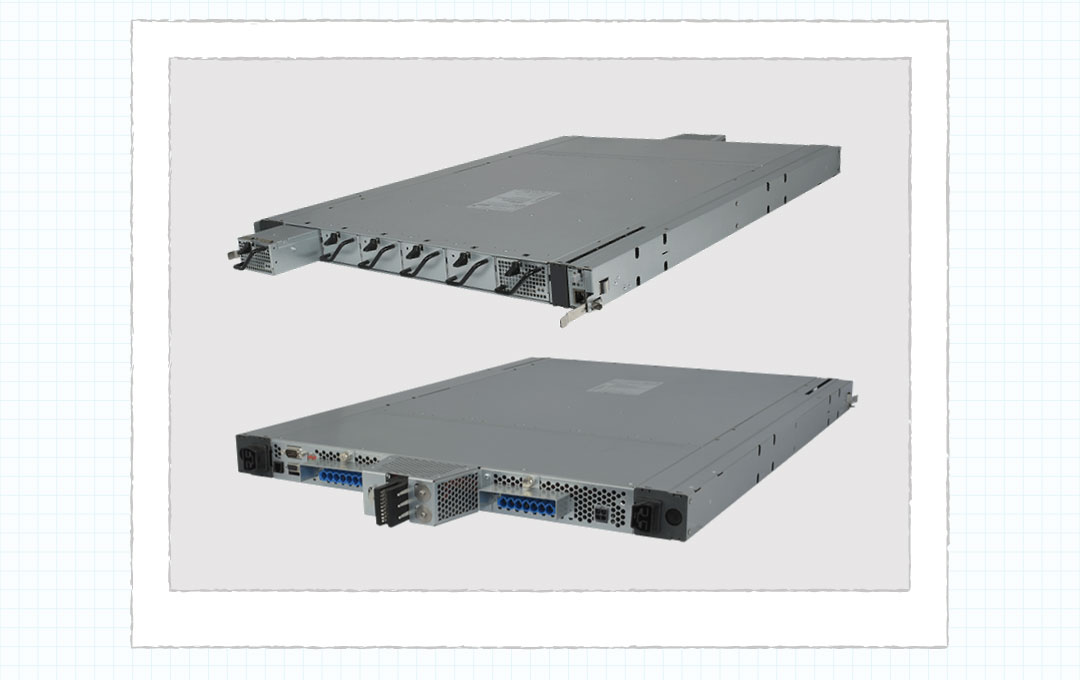 Two angled views of a 1 OU OR V3 power shelf showing blind-mate busbar connector, hot-swap fan bay, and rear AC inlet.