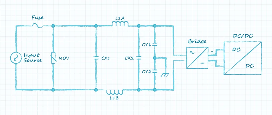 Drawing of a typical ac-dc input schematic